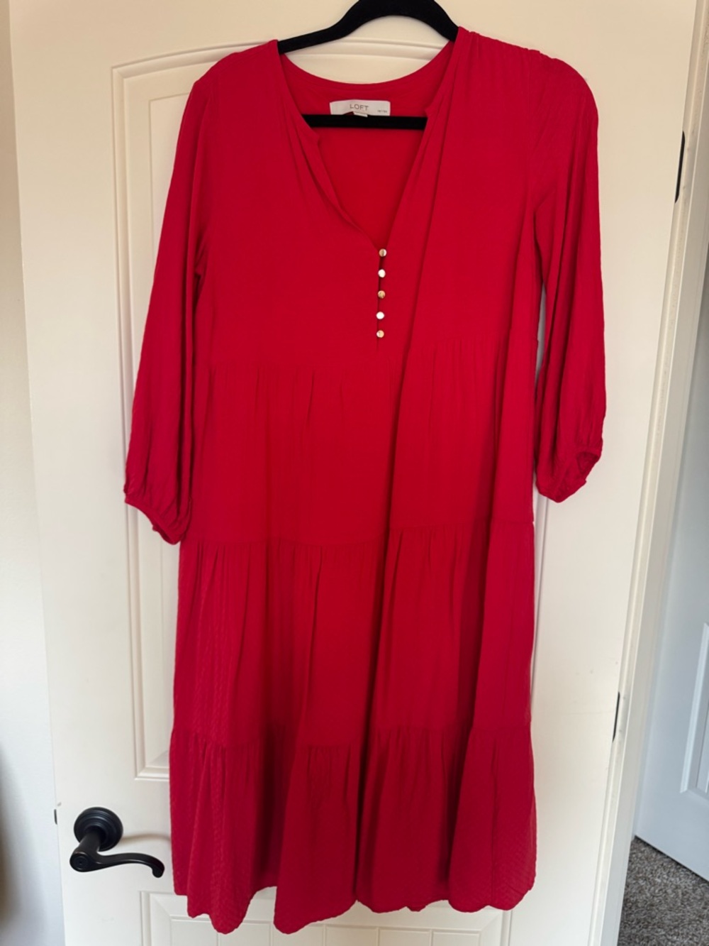Loft flowy red dress - small petite